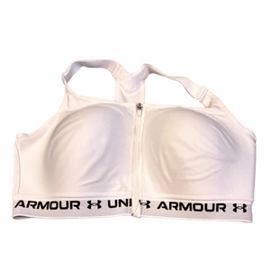 Under Armour White Front-Zip Racerback Sports Bra with Logo Band
